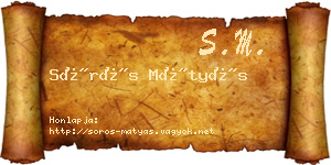 Sörös Mátyás névjegykártya